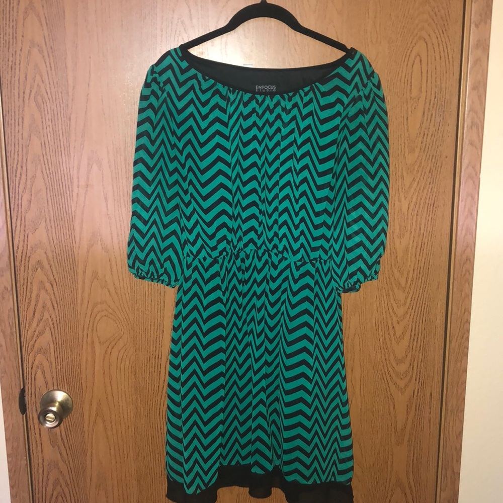 green/black dress